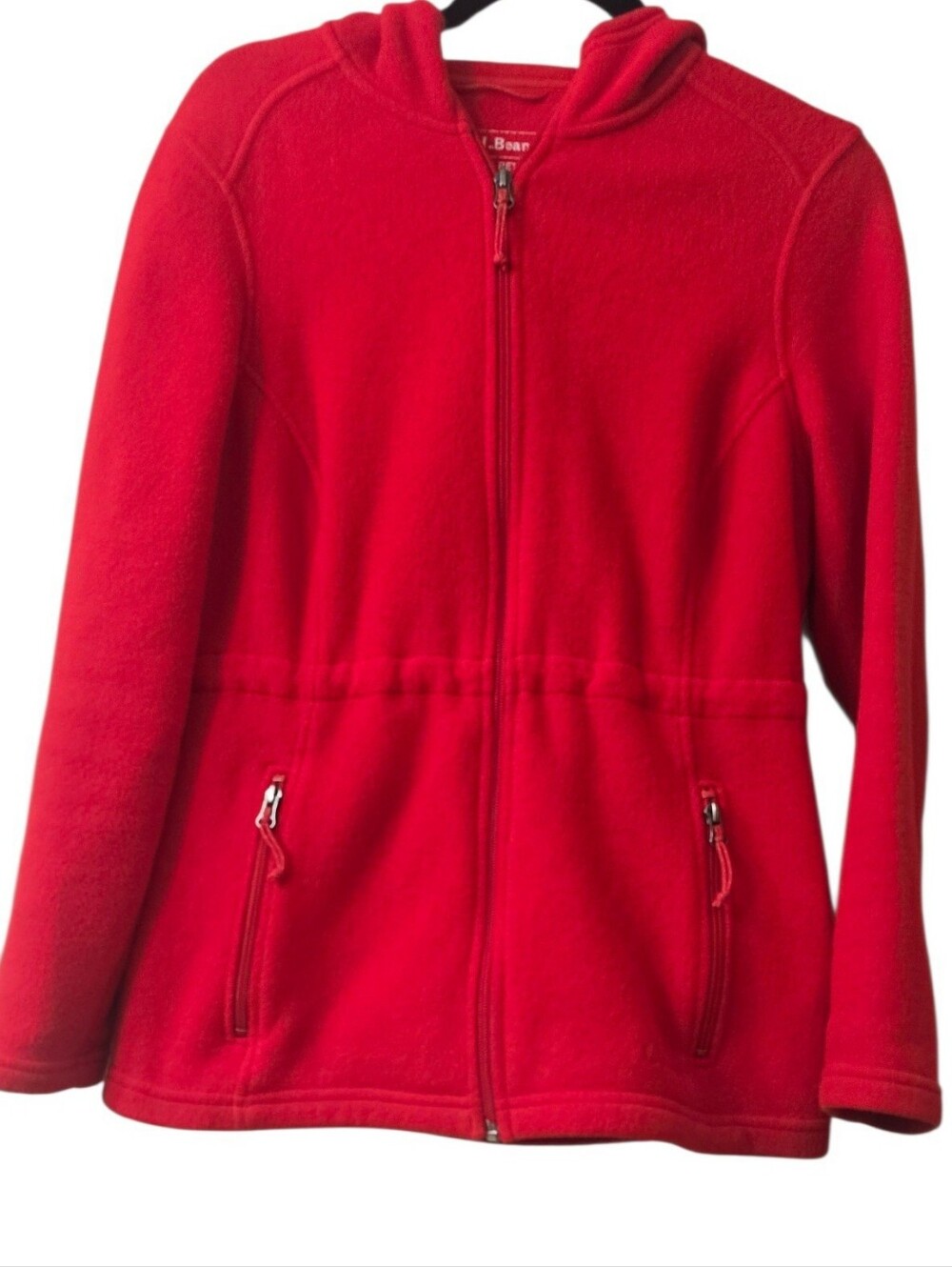 L.L. Bean Bright Red LadiesHooded Fleece Jacket Size XS P